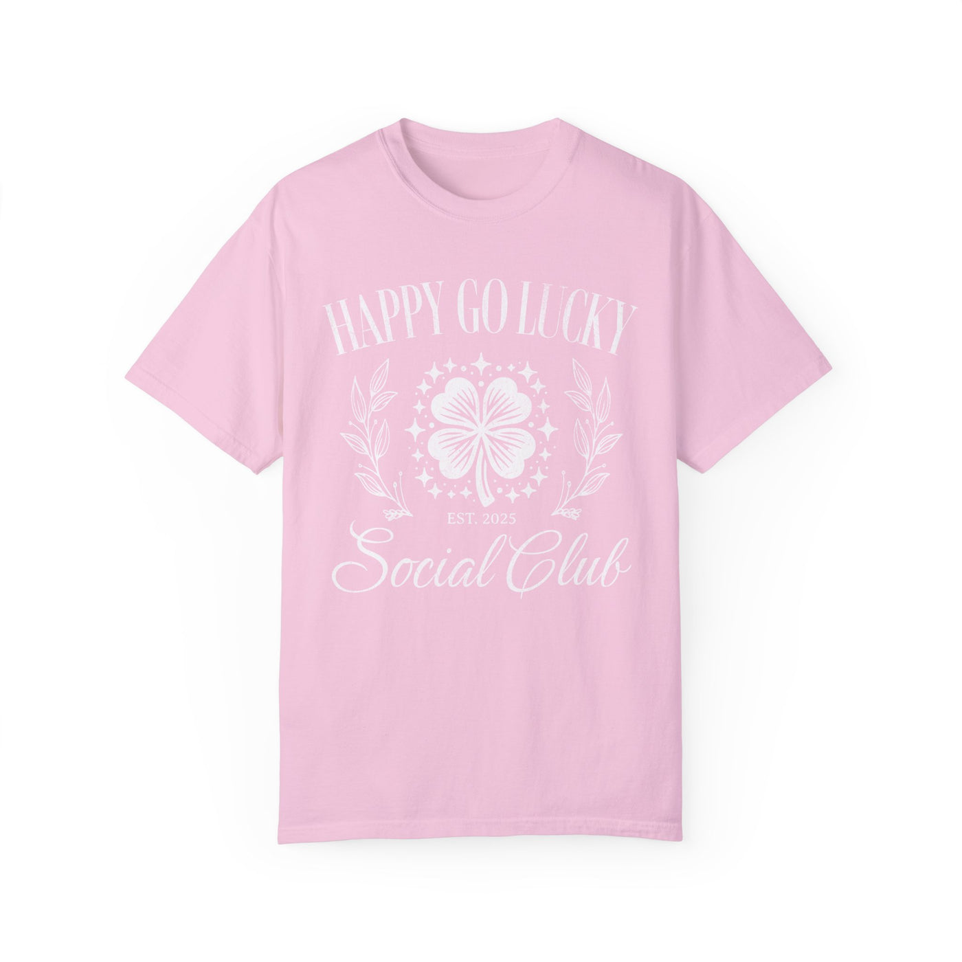 Happy Go Lucky Social Club T-shirt - distressed (COMFORT COLORS)