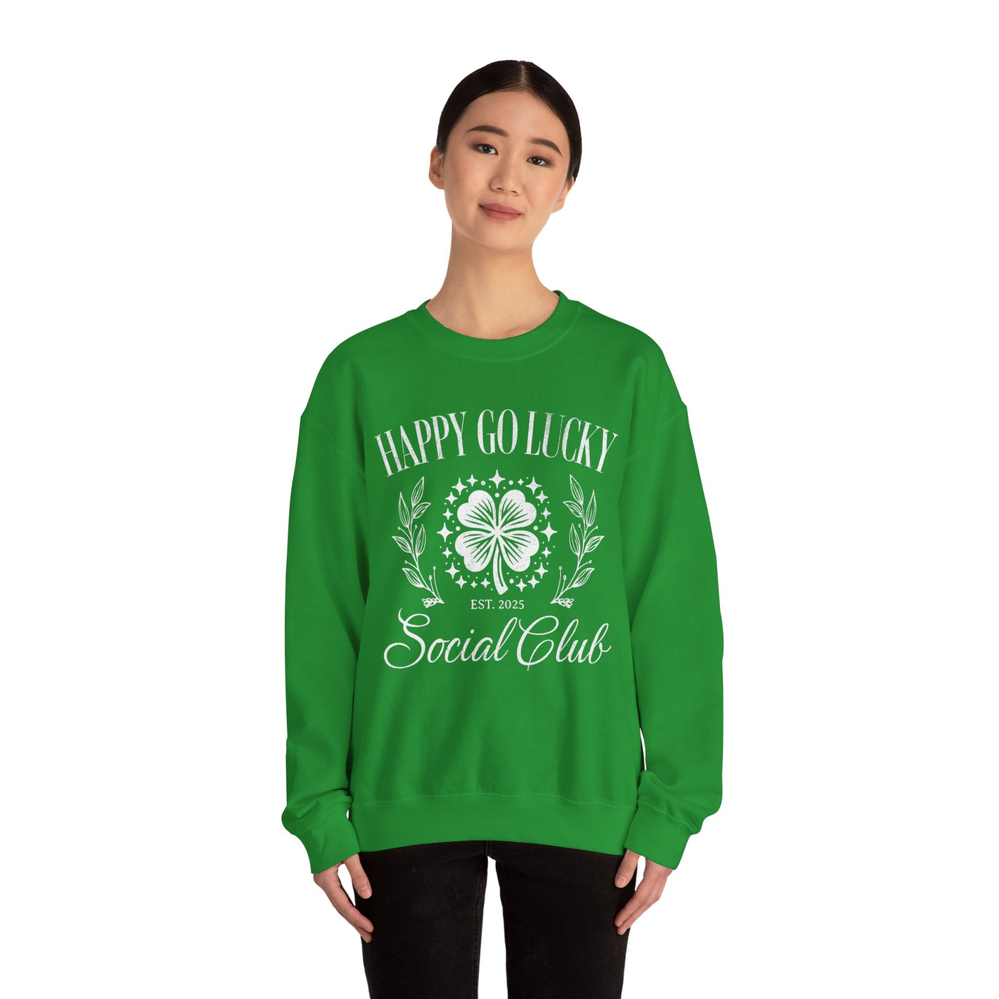 Happy Go Lucky Social Club Sweatshirt - distressed (GILDAN)