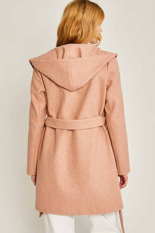 Fleece Belted Hoodie Coat