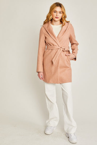 Fleece Belted Hoodie Coat