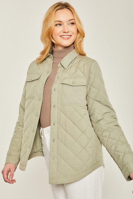 Woven Solid Bust Pocket Shacket