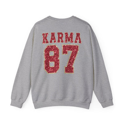 87 Karma 2 Sided Print Glitter Sweatshirt (GILDAN)