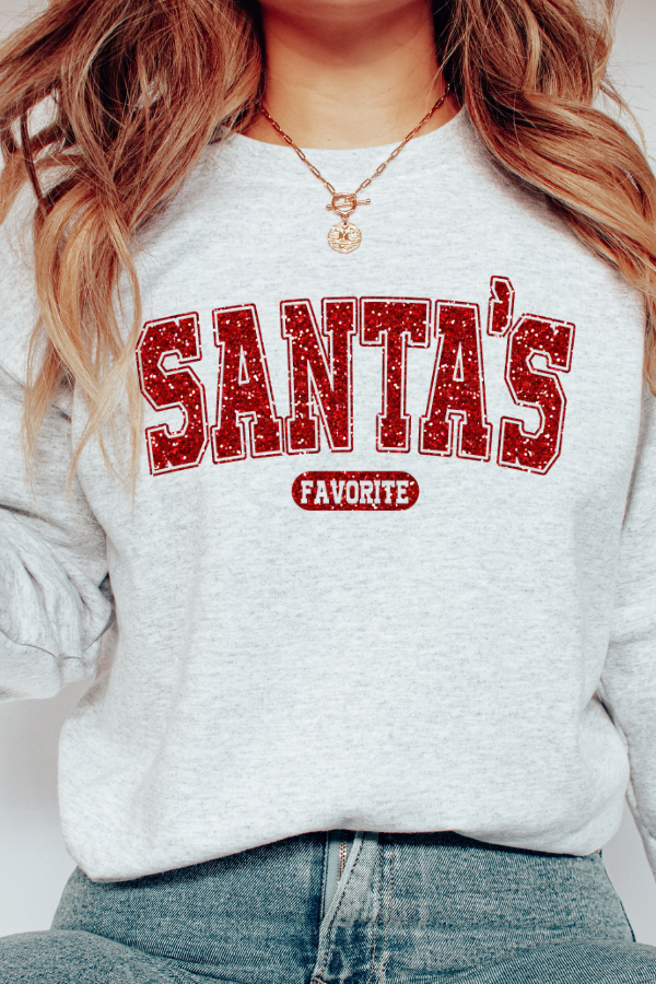 GLITTERY SANTA'S FAVORITE SWEATSHIRT (GILDAN)