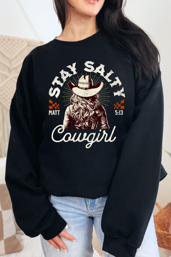 Stay Salty Cowgirl Sweatshirt (GILDAN)