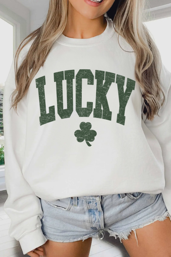 Lucky Sweatshirt - distressed  (GILDAN)