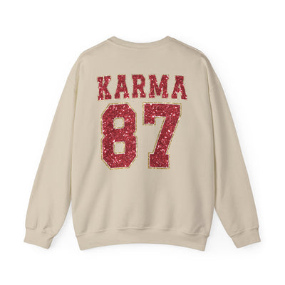 87 Karma 2 Sided Print Glitter Sweatshirt (GILDAN)