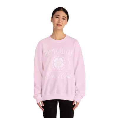 Happy Go Lucky Social Club Sweatshirt - distressed (GILDAN)