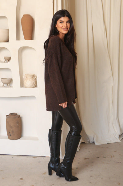 ANALYSE SWEATER , SWEATER , It's NOMB , DARK CHOCOLATE BROWN SWEATER, SOFT BROWN V-NECK SWEATER , It's NOMB , itsnomb.com