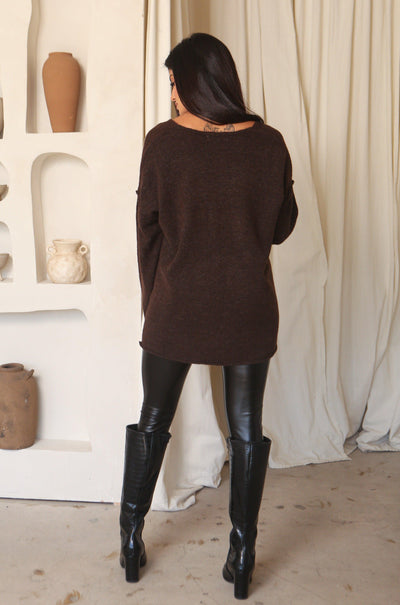 ANALYSE SWEATER , SWEATER , It's NOMB , DARK CHOCOLATE BROWN SWEATER, SOFT BROWN V-NECK SWEATER , It's NOMB , itsnomb.com