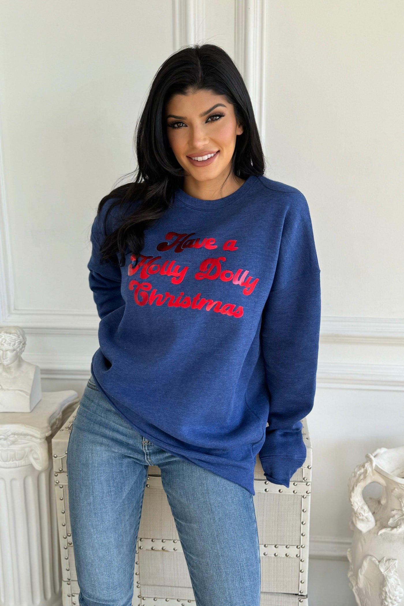 HAVE A HOLLY DOLLY CHRISTMAS PULLOVER , graphic pulllover , It's NOMB , christmas graphics, COZY GRAPHIC PULLOVER, COZY GRAPHIC SWEATSHIRT, graphic sweatshirt, HAVE A HOLLY DOLLY CHRISTMAS SWEATSHIRT, SWEATSHIRTS , It's NOMB , itsnomb.com