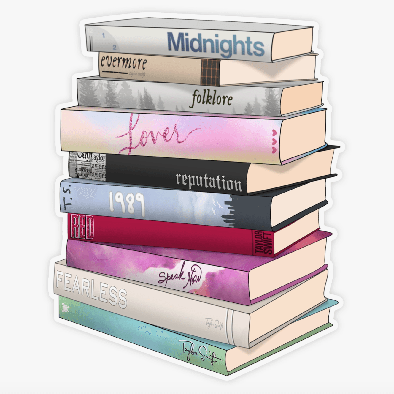 Taylor Swift Albums as Books Sticker , , It's NOMB , , It's NOMB , itsnomb.com