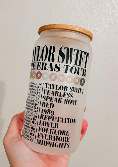 TS ERAS TOUR GLASS CAN WITH LID AND STRAW , GLASS CAN , It's NOMB , 1989 GLASS CAN WITH LID AND STRAW, TAYLOR SWIFT GLASS CUPS, TS ERAS TOUR , It's NOMB , itsnomb.com